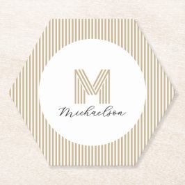 Porta-copo De Papel Modern Minimal Gold Stripes Monogram