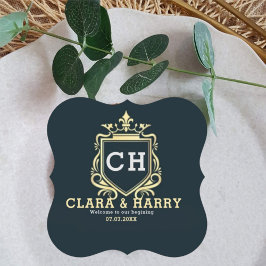 Porta-copo De Papel  Modern monogram gold calligraphy wedding 