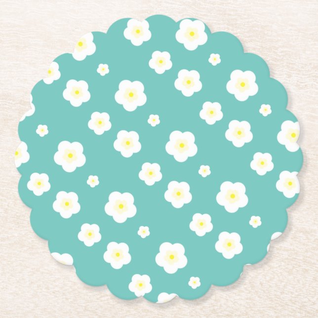 Porta-copo De Papel Modern Spring  aqua  gradient yellow flora pattern (Frente)