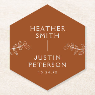 Porta-copo De Papel Modern Terracotta Queimou Orange Boho Casamento Na