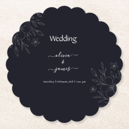 Porta-copo De Papel Moderna vinha floral minimalista preta e branca