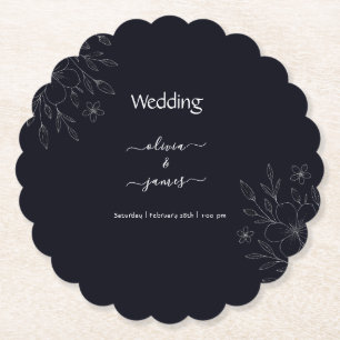 Porta-copo De Papel Moderno minimalista simples floral videira preto e