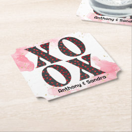 Porta-copo De Papel Moderno Negrito XOXO Feliz Dia dos Namorados