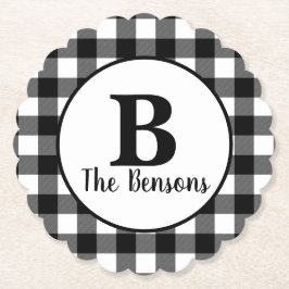 Porta-copo De Papel Monograma branco e preto clássico