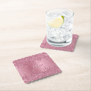Porta-copo De Papel Monograma - Coletor Metálico Cor-de-Rosa