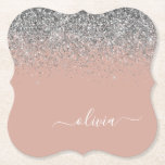 Porta-copo De Papel Monograma da rosa Dourada Laser Linear de Prata Ro<br><div class="desc">Rosa Dourado - Portas copos de papel com o nome do script de brilho cinza-rosado e cinza-prateado com brilho brilhante. Isso faz a formatura perfeita,  aniversário,  casamento,  chá de panela,  aniversário,  chá de fraldas ou presente de festa de solteira para alguém que ama luxo de vidro e estilos quíticos.</div>