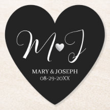Monograma de Casamento Preto e Branco Personalizad