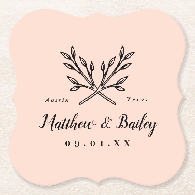 Porta-copo De Papel Monograma de Casamento Rústico | Lâmpada (Frente)