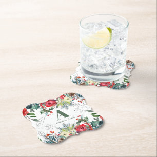 Porta-copo De Papel Monograma floral elegante da família floral