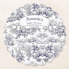 Porta-copo De Papel Monograma floral preto de jouy