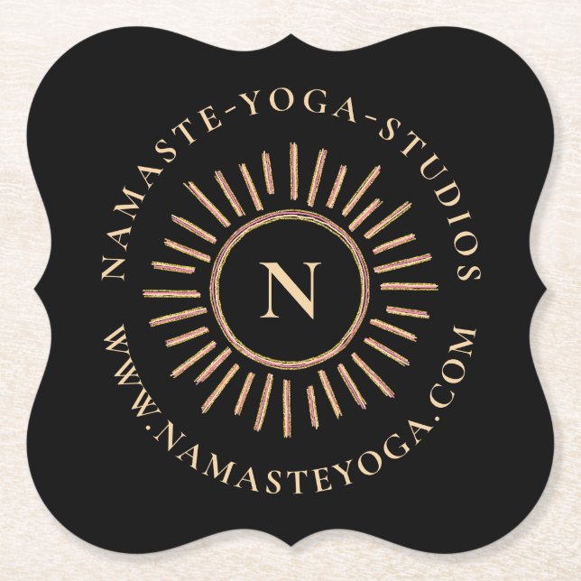 Porta-copo De Papel Monograma Simples Elegante Moderno Dourado (Frente)