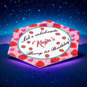 Porta-copo De Papel Morango Rosa Primeira Festa de aniversário