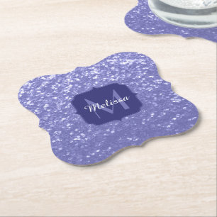Porta-copo De Papel Muito peri azul púrpura brilha monograma