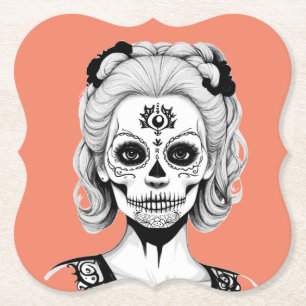 PORTA-COPO DE PAPEL MULHER CABEÇA DE CRÂNIO