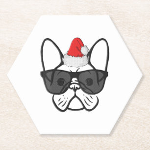 Porta-copo De Papel Mulheres O Cachorro Francês de Natal Enfrenta Papa