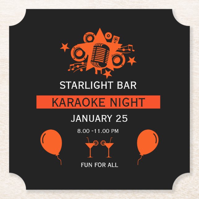 Porta-copo De Papel Muro de Promoção do Karaoke (Frente)