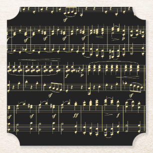 Porta-copo De Papel Música Dourada em Preto