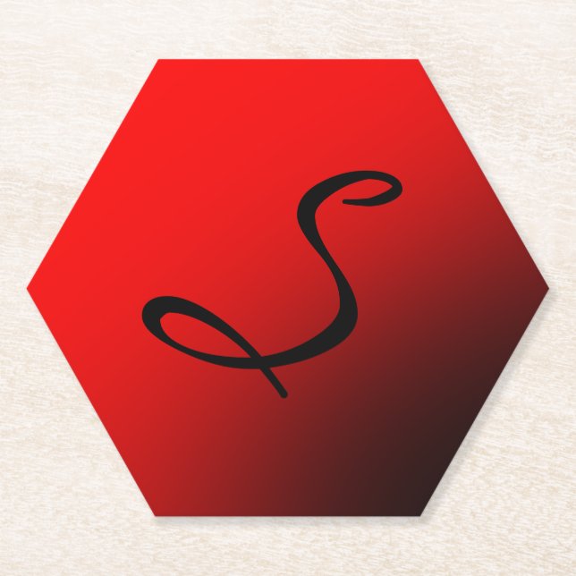 Porta-copo De Papel Na moda Red Black Monograma Inicial (Frente)