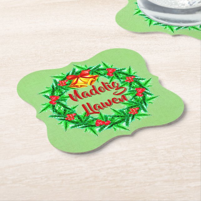 Porta-copo De Papel Nadolig Llawen Welsh Felry Natal (Angular)