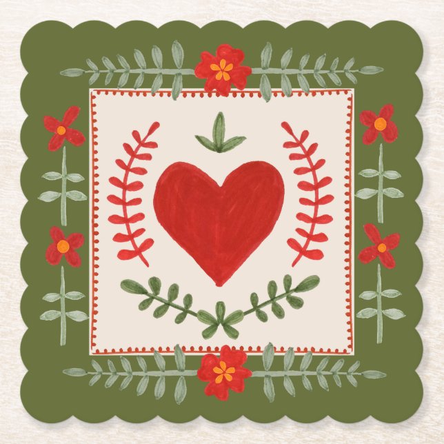 Porta-copo De Papel Namorados Folk Art (Frente)