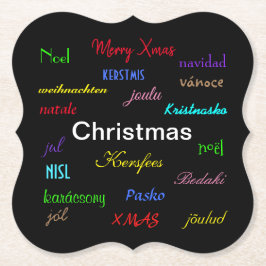 Porta-copo De Papel Natal ao redor do mundo moderno em preto