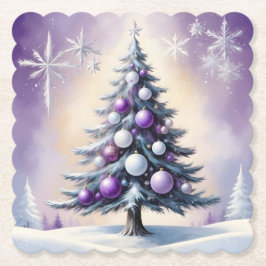 Porta-copo De Papel Natal Art Déco Nevoeiro Roxo e Prata