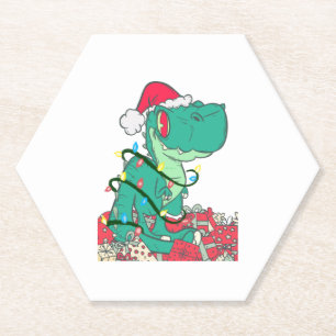 Porta-copo De Papel natal de dinossauro rex-mas