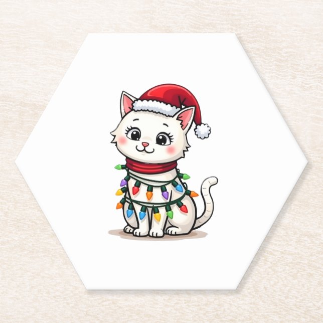 Porta-copo De Papel Natal de Gato (Frente)