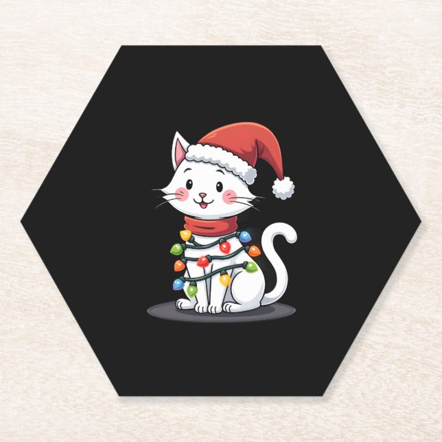 Porta-copo De Papel Natal de gato (3) (Frente)