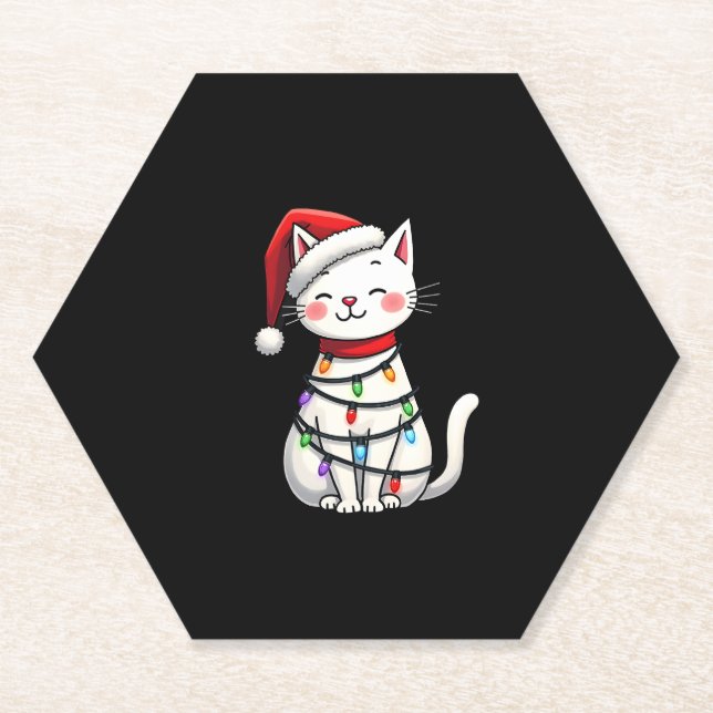 Porta-copo De Papel Natal de gato (5) (Frente)