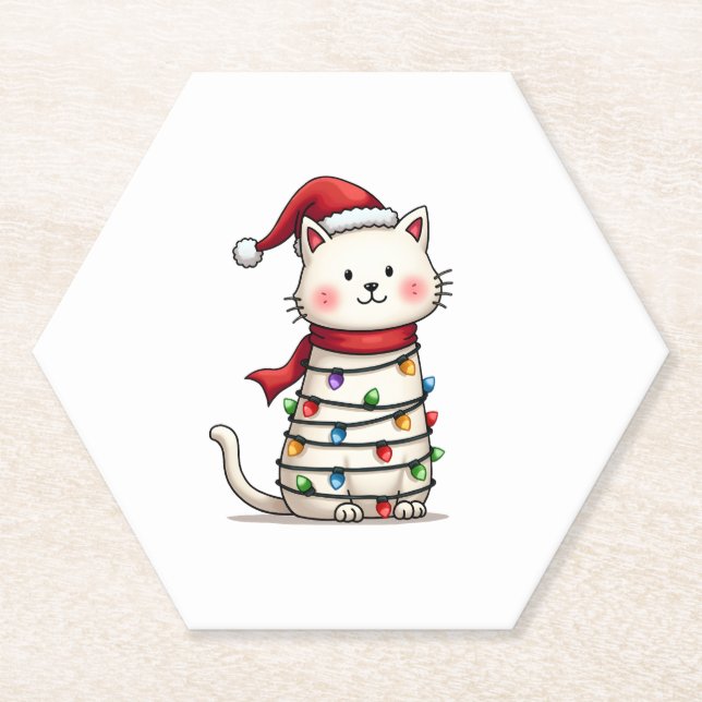 Porta-copo De Papel Natal de gato (6) (Frente)