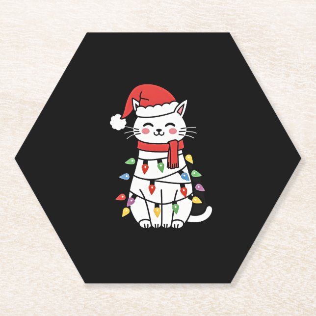 Porta-copo De Papel Natal de gato (7) (Frente)