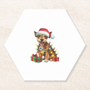 Porta-copo De Papel Natal de Santa Hat Jagdterrier Dog