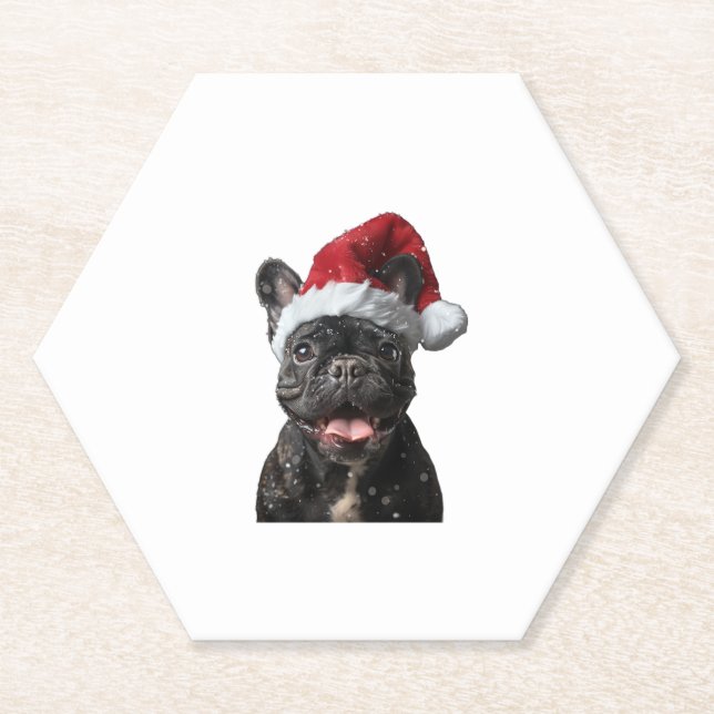 Porta-copo De Papel Natal do Buldogue Francês (Frente)