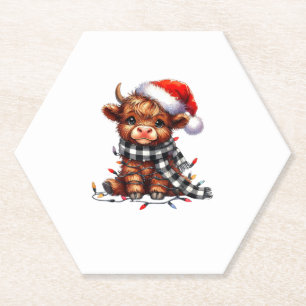 Porta-copo De Papel Natal Luzes de Highland Vaca Bebê Natal