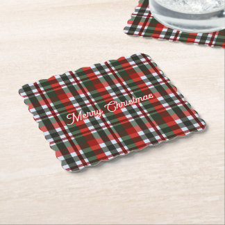 Porta-copo De Papel Natal Xadrez Vermelho e Verde