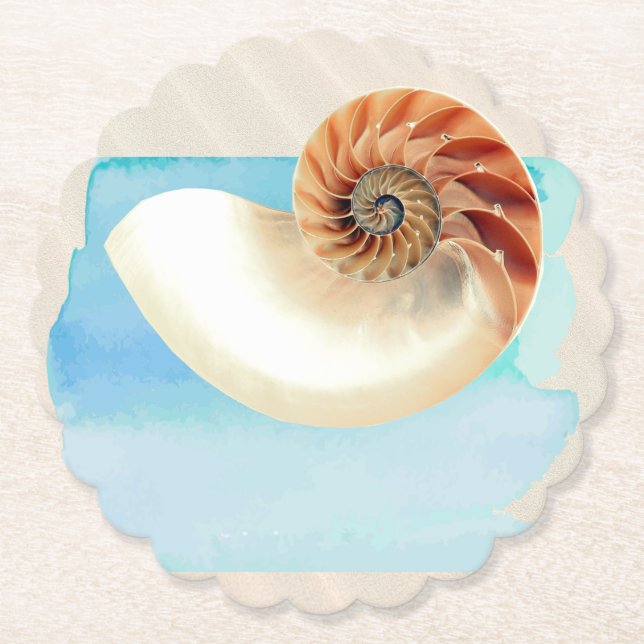 Porta-copo De Papel Nautilus Seashell e Sand (Frente)
