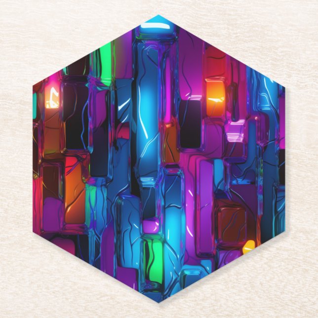 Porta-copo De Papel Neon Blacklight Abstrato Glass Birthday (Frente)