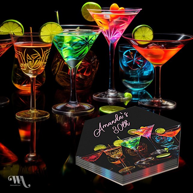 Porta-copo De Papel Neon Blacklight Adult Coctail Birthday (Criador carregado)