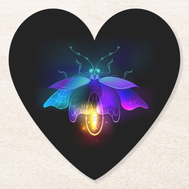 Porta-copo De Papel Neon Firefly a preto (Frente)