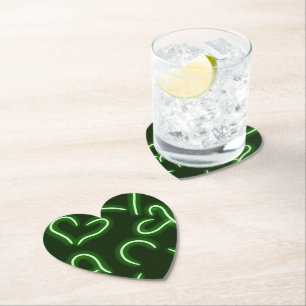 Porta-copo De Papel Neon Hearts Green