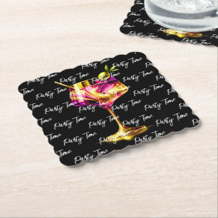 Porta-copo De Papel Neon Modern Party Time Personalizado