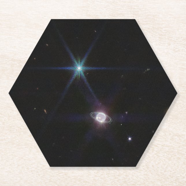 Porta-copo De Papel Netunos e Luas no Infravermelho | NIRC | JWST (Frente)