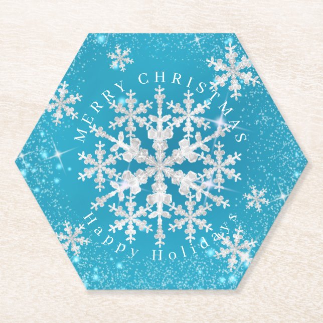 Porta-copo De Papel Neve Flakes Aqua White (Frente)