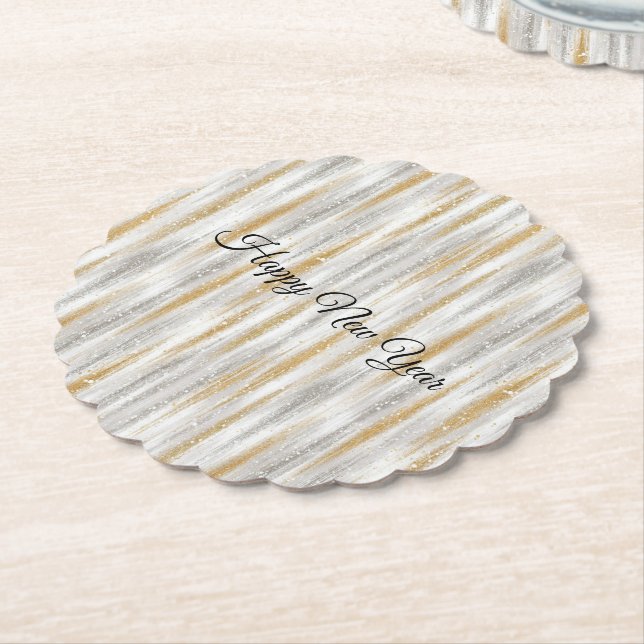Porta-copo De Papel New Year's Eve Silver Gold Stripes Celebration (Angular)