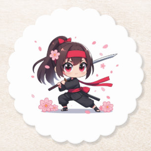 Porta-copo De Papel Ninja guerreira bonita floresce