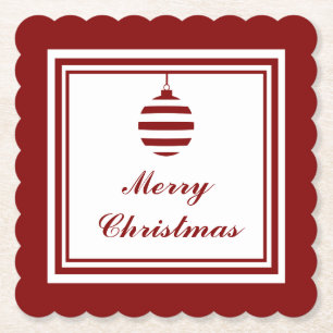 Porta-copo De Papel NOEL Feliz Natal Feriado Vermelho e Branco Bauble