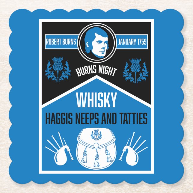 Porta-copo De Papel Noite de Burns Escocês (Frente)