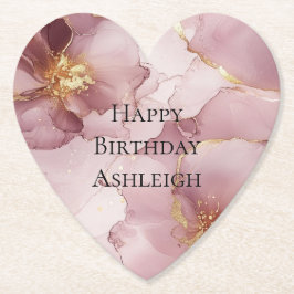 Porta-copo De Papel Noivado Dourado Romântico Blush Rosa