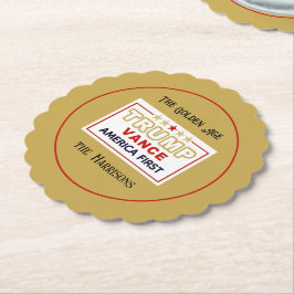 Porta-copo De Papel Nome, 2025 Trump-Vance America First, Ronda de 4 e